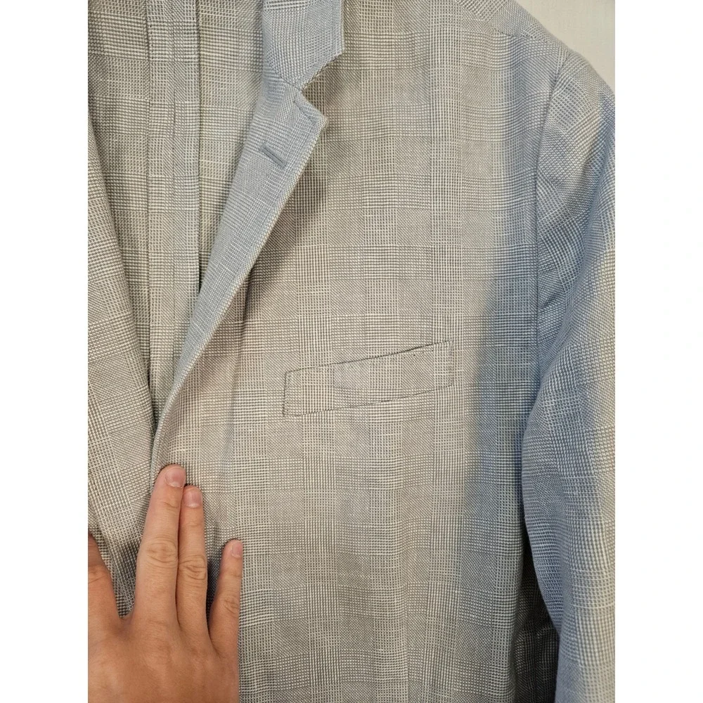 J.Crew Ludlow Slim Fit Linen Cotton Blazer Grey White K8601 Sport Coat Mens 42R